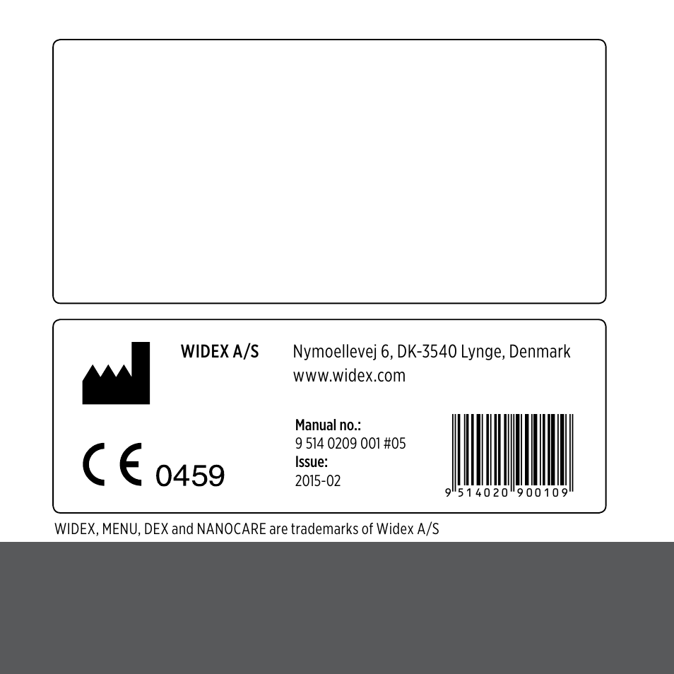 Widex ME-X User Manual | Page 64 / 64