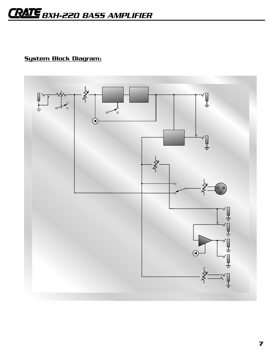Bxh-220 bass amplifier, System block diagram | Crate Amplifiers BXH-220 User Manual | Page 7 / 8