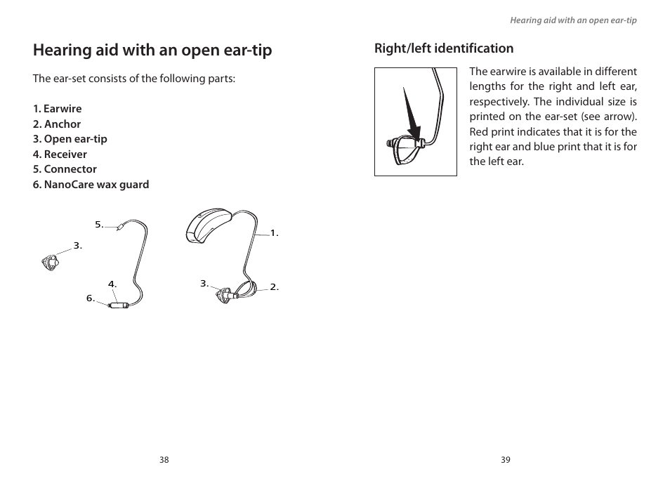 Hearing aid with an open ear-tip, Right/left identification | Widex PA-440 User Manual | Page 20 / 37