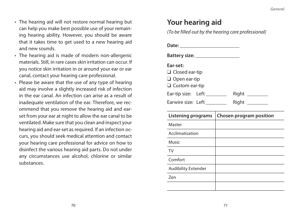 Your hearing aid | Widex PA-440 User Manual | Page 36 / 37