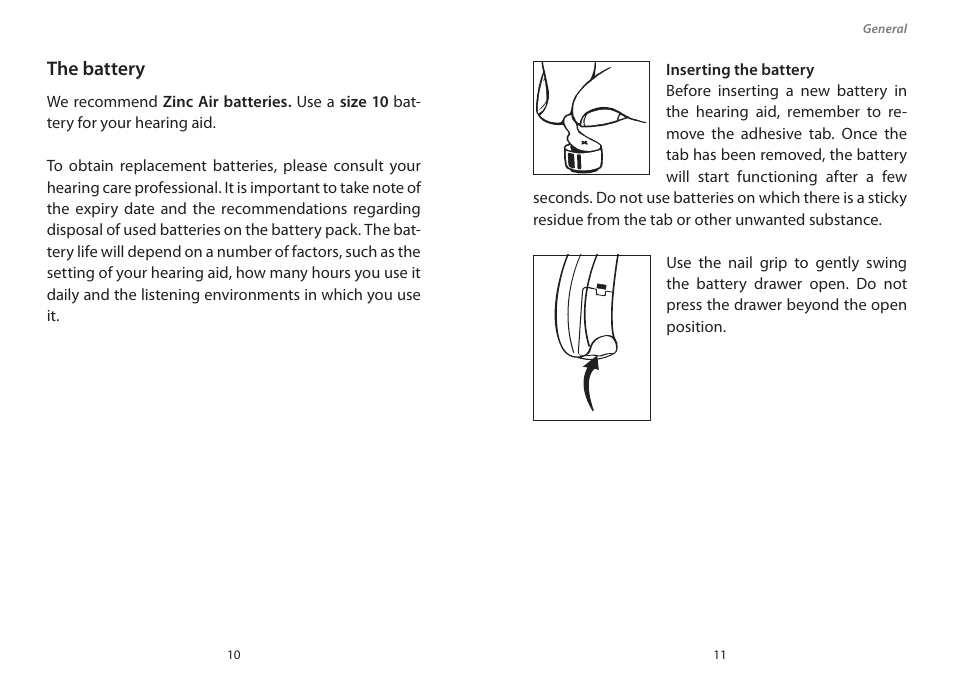 The battery | Widex PA-440 User Manual | Page 6 / 37