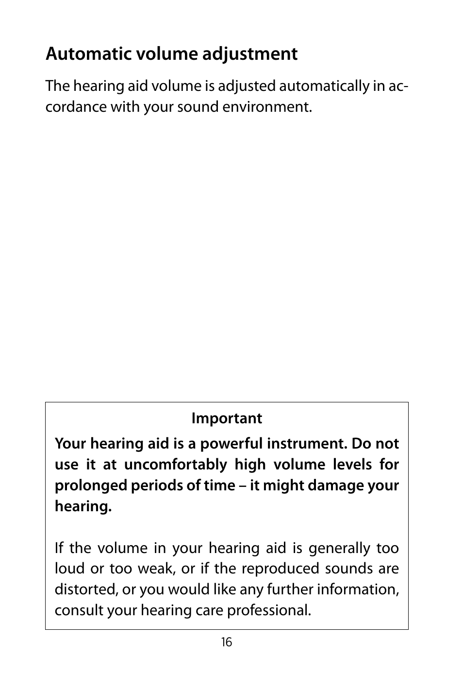 Automatic volume adjustment | Widex RE-19 User Manual | Page 16 / 44