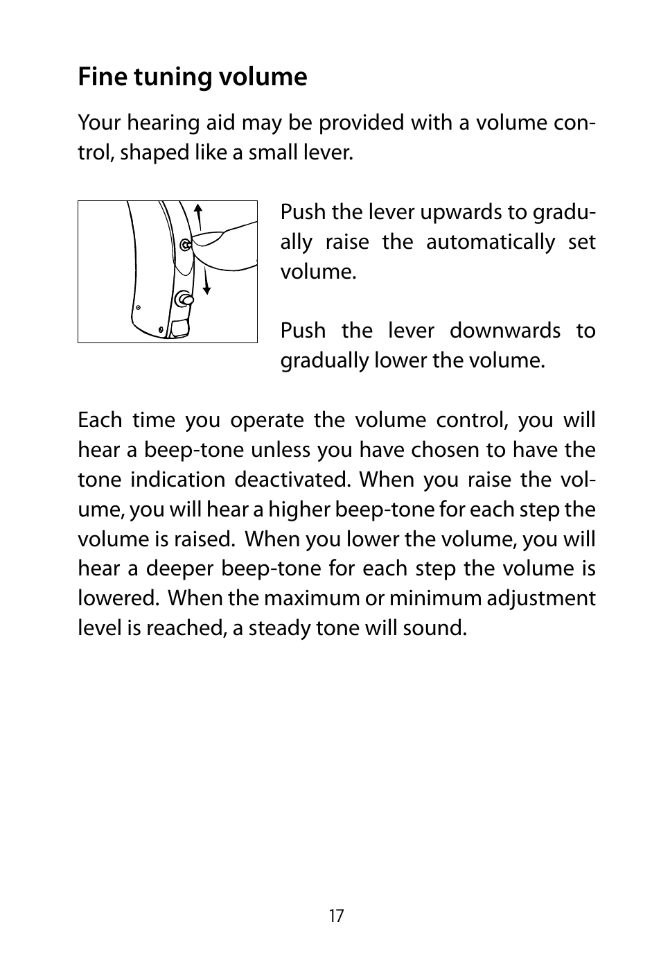 Fine tuning volume | Widex RE-19 User Manual | Page 17 / 44