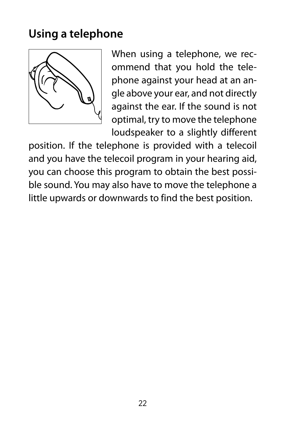 Using a telephone | Widex RE-19 User Manual | Page 22 / 44