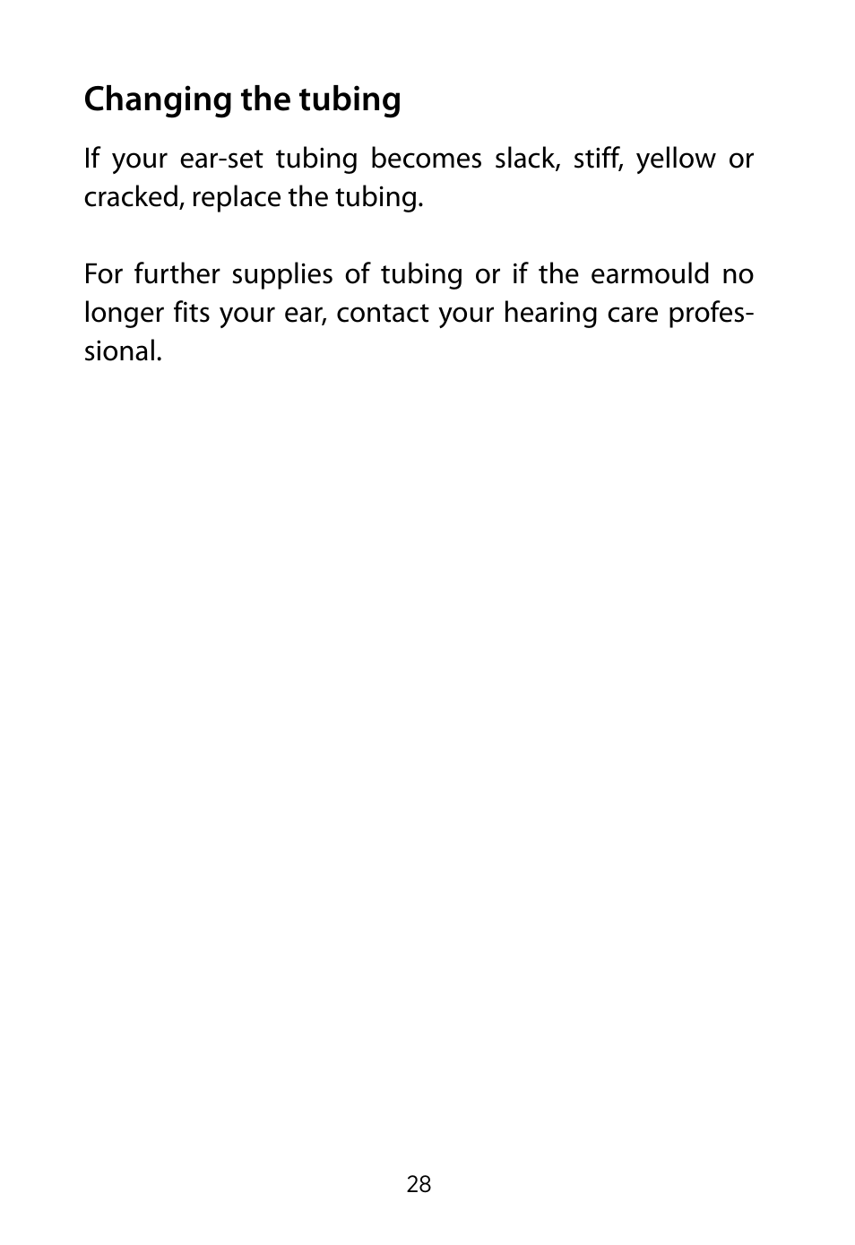 Changing the tubing | Widex RE-19 User Manual | Page 28 / 44