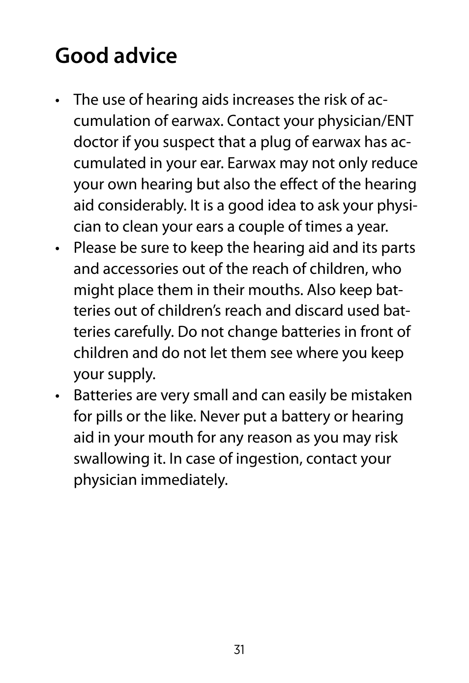 Good advice | Widex RE-19 User Manual | Page 31 / 44