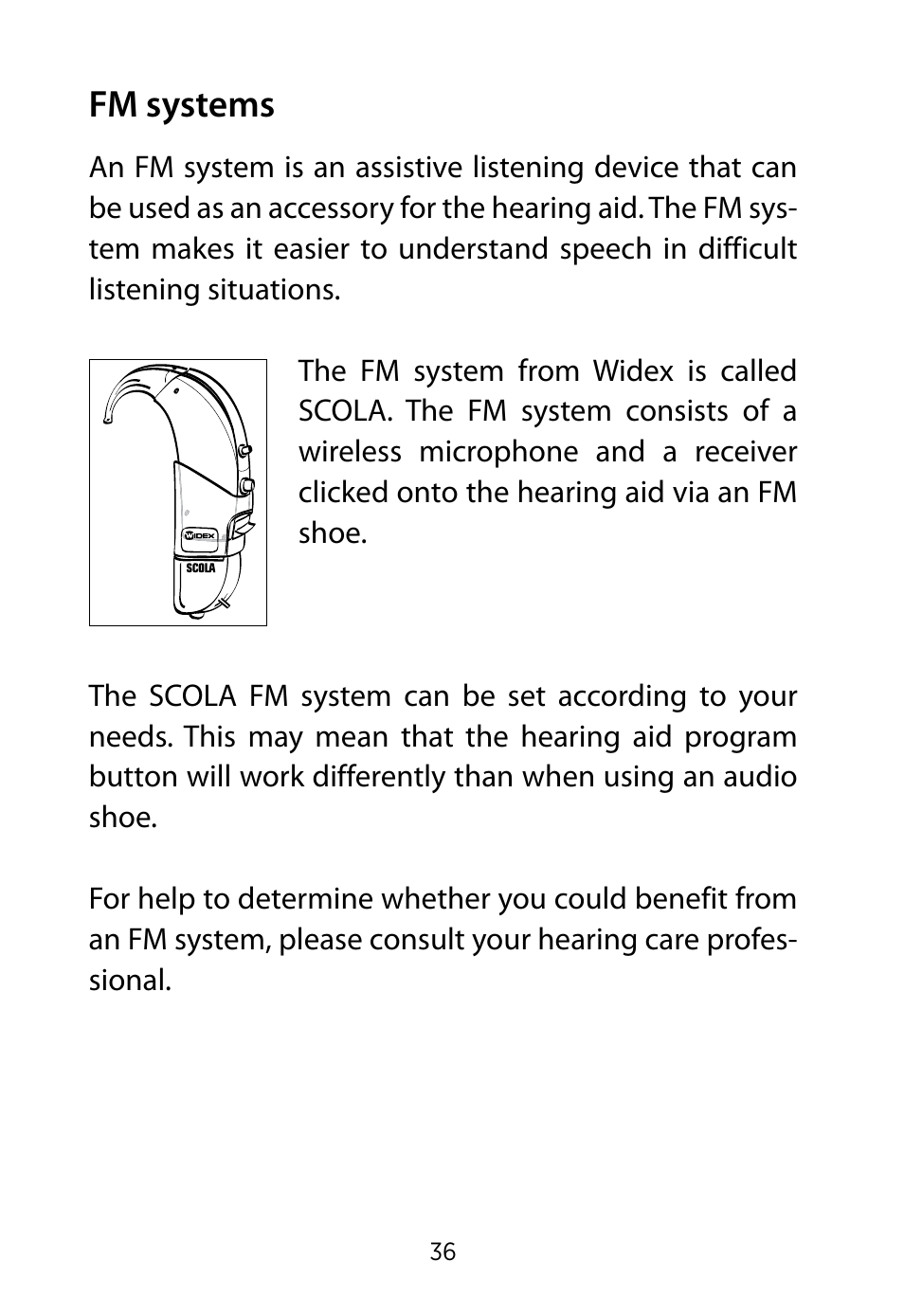 Fm systems | Widex RE-19 User Manual | Page 36 / 44