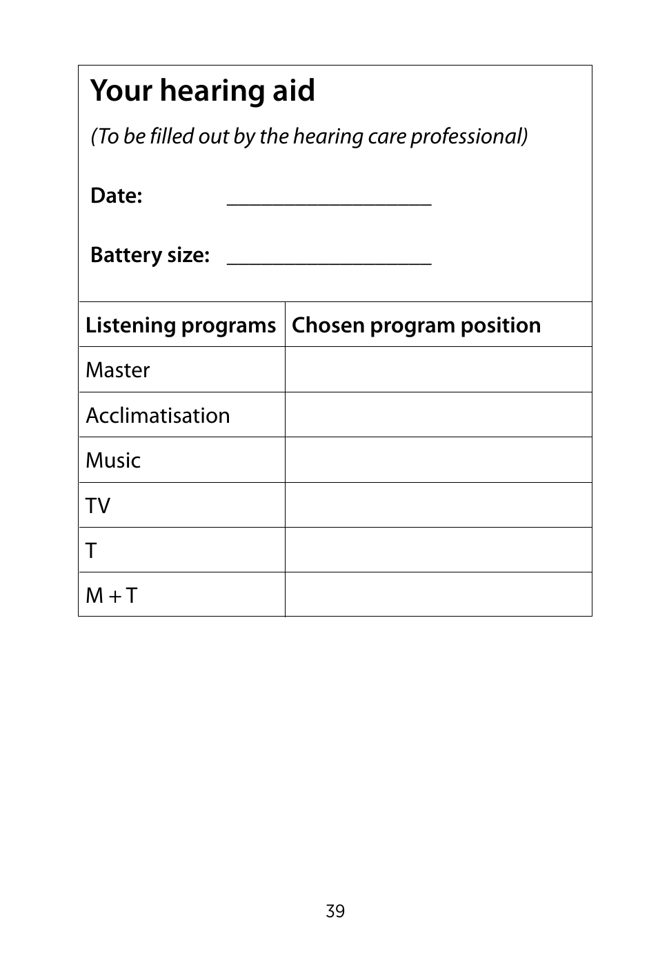 Your hearing aid | Widex RE-19 User Manual | Page 39 / 44