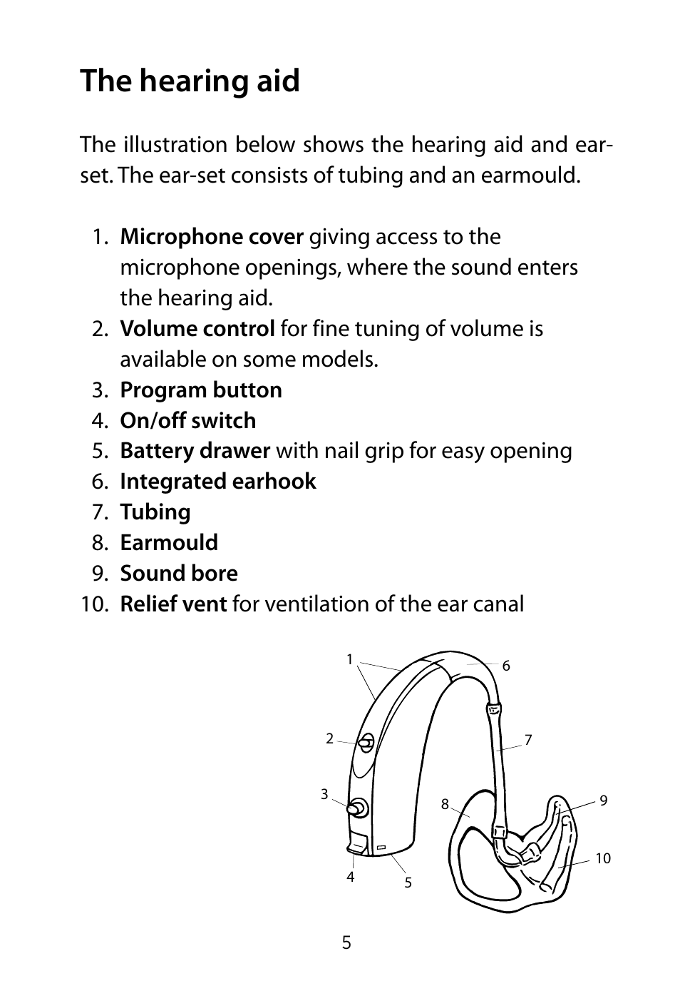 The hearing aid | Widex RE-19 User Manual | Page 5 / 44