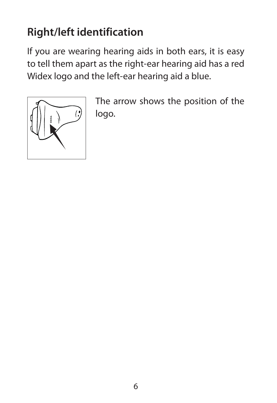 Right/left identification | Widex RE-X User Manual | Page 6 / 36