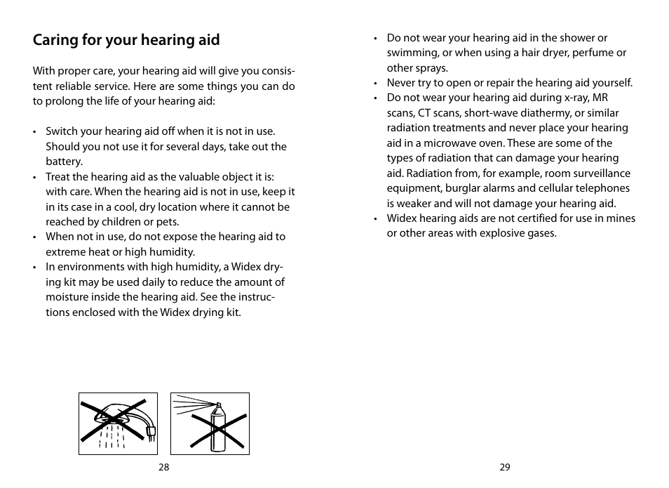 Caring for your hearing aid | Widex RE-CIC User Manual | Page 15 / 19