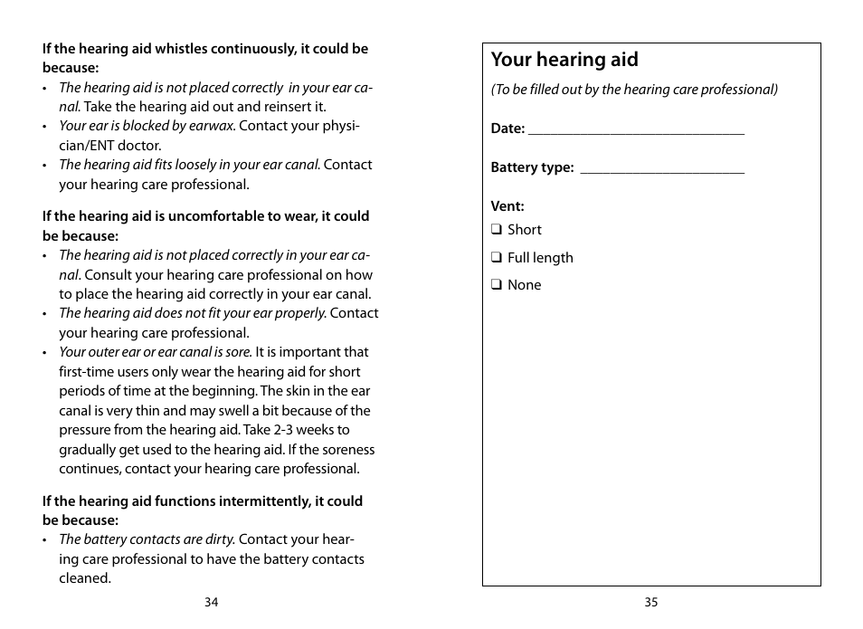 Your hearing aid | Widex RE-CIC User Manual | Page 18 / 19