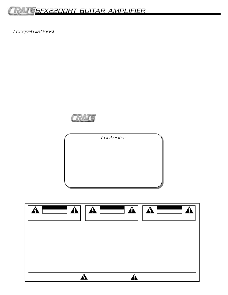 Crate Amplifiers GFX2200HT User Manual | Page 2 / 8