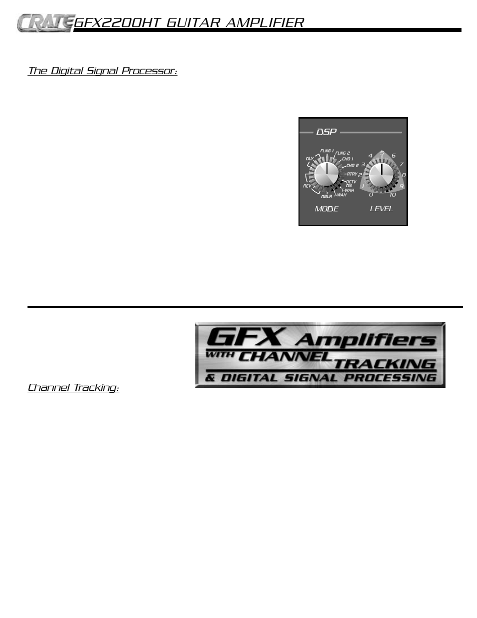Gfx2200ht guitar amplifier, The digital signal processor, Channel tracking | Crate Amplifiers GFX2200HT User Manual | Page 3 / 8
