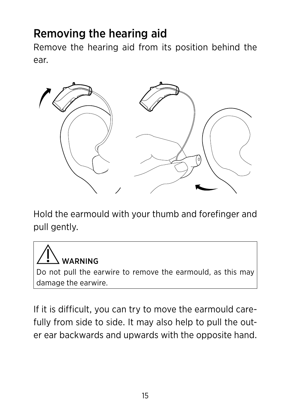 Removing the hearing aid | Widex S4-VSD User Manual | Page 15 / 56