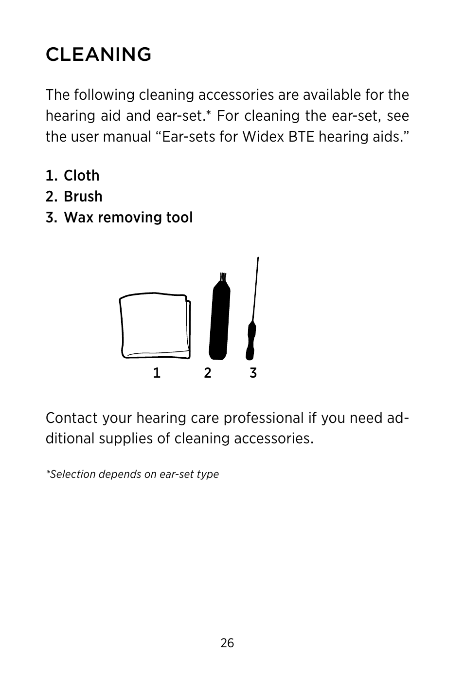 Cleaning | Widex S4-VSD User Manual | Page 26 / 56