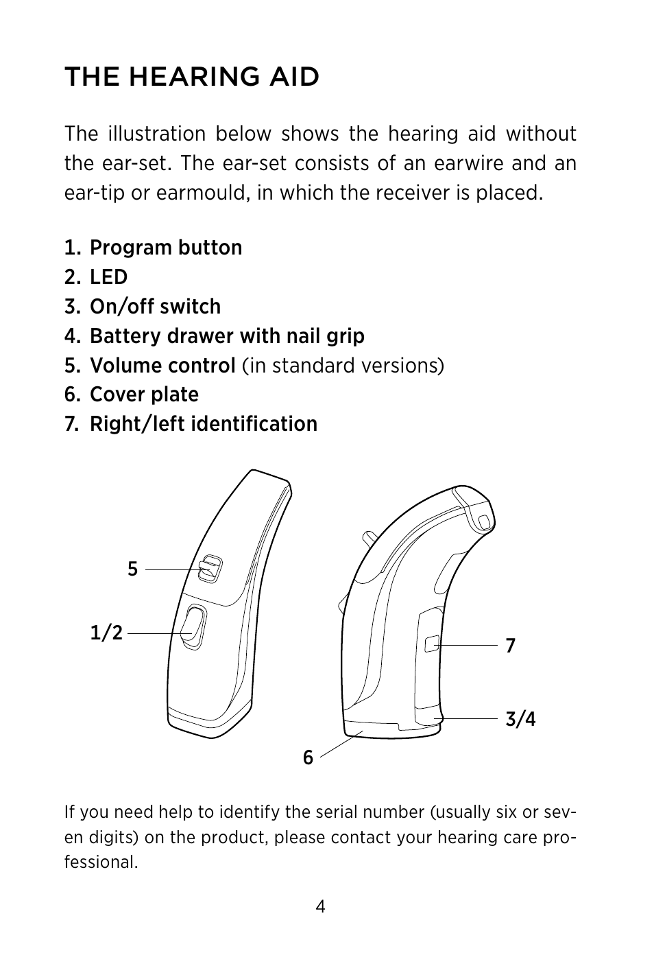 The hearing aid | Widex S4-VSD User Manual | Page 4 / 56