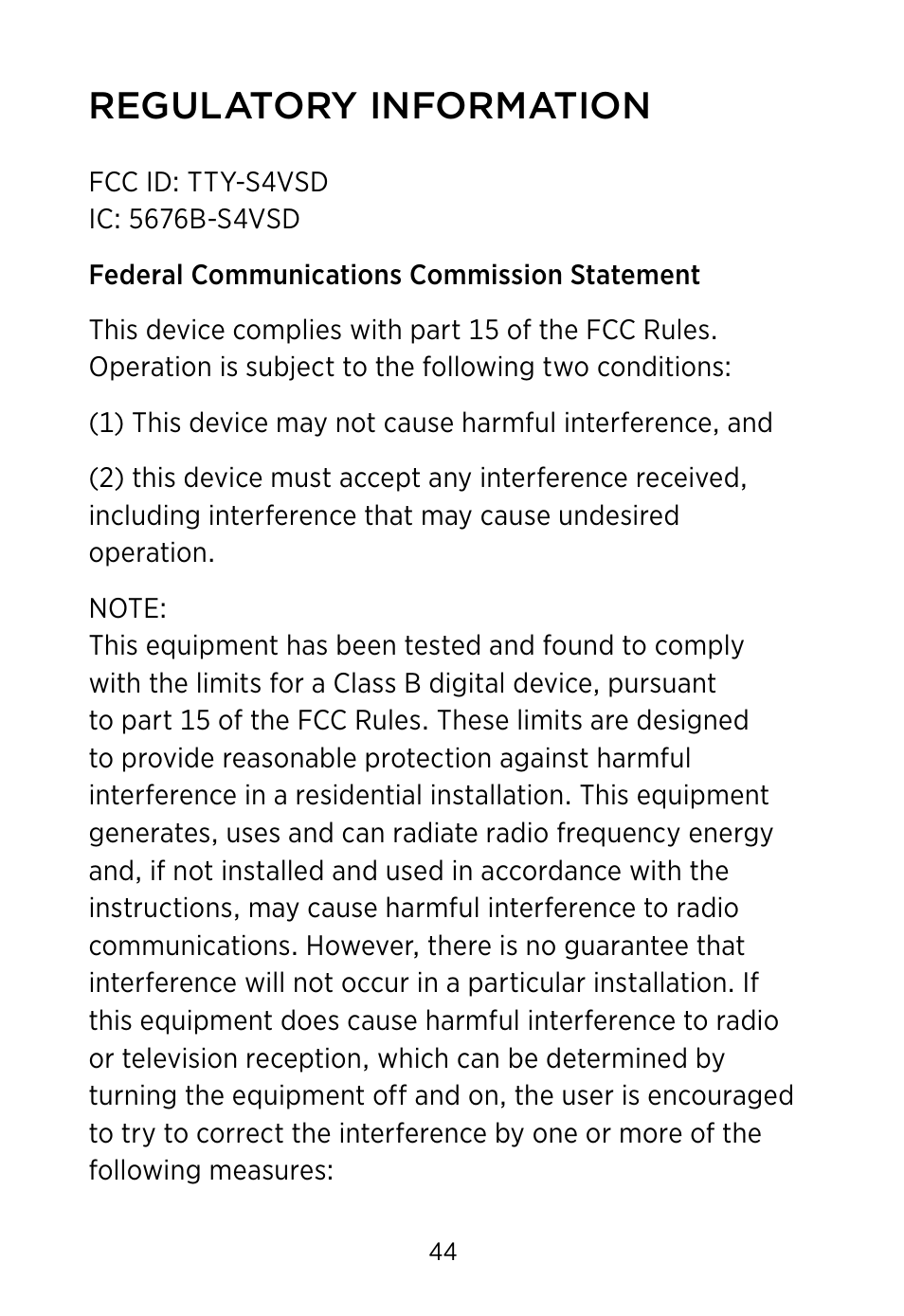 Regulatory information | Widex S4-VSD User Manual | Page 44 / 56