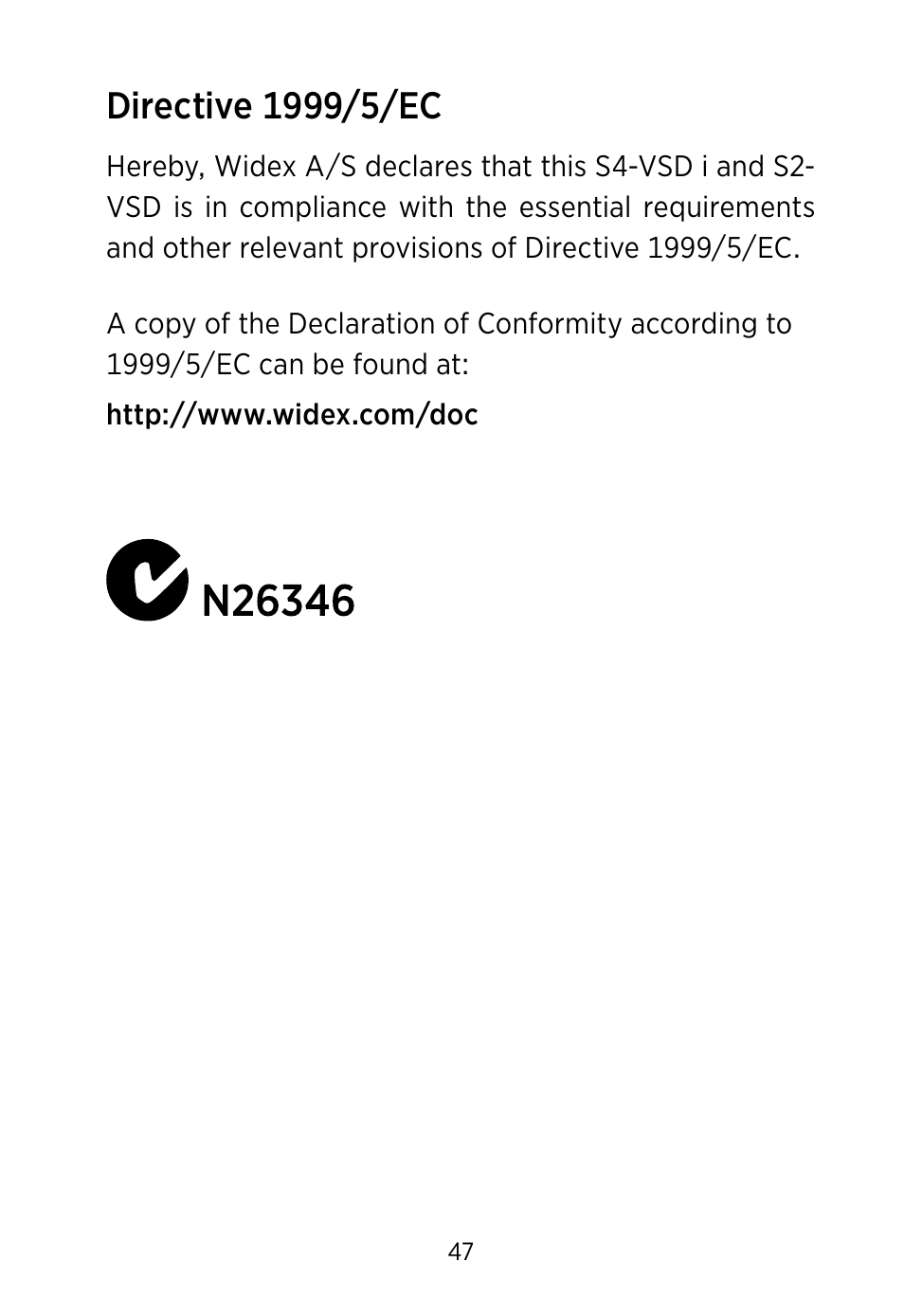 Widex S4-VSD User Manual | Page 47 / 56