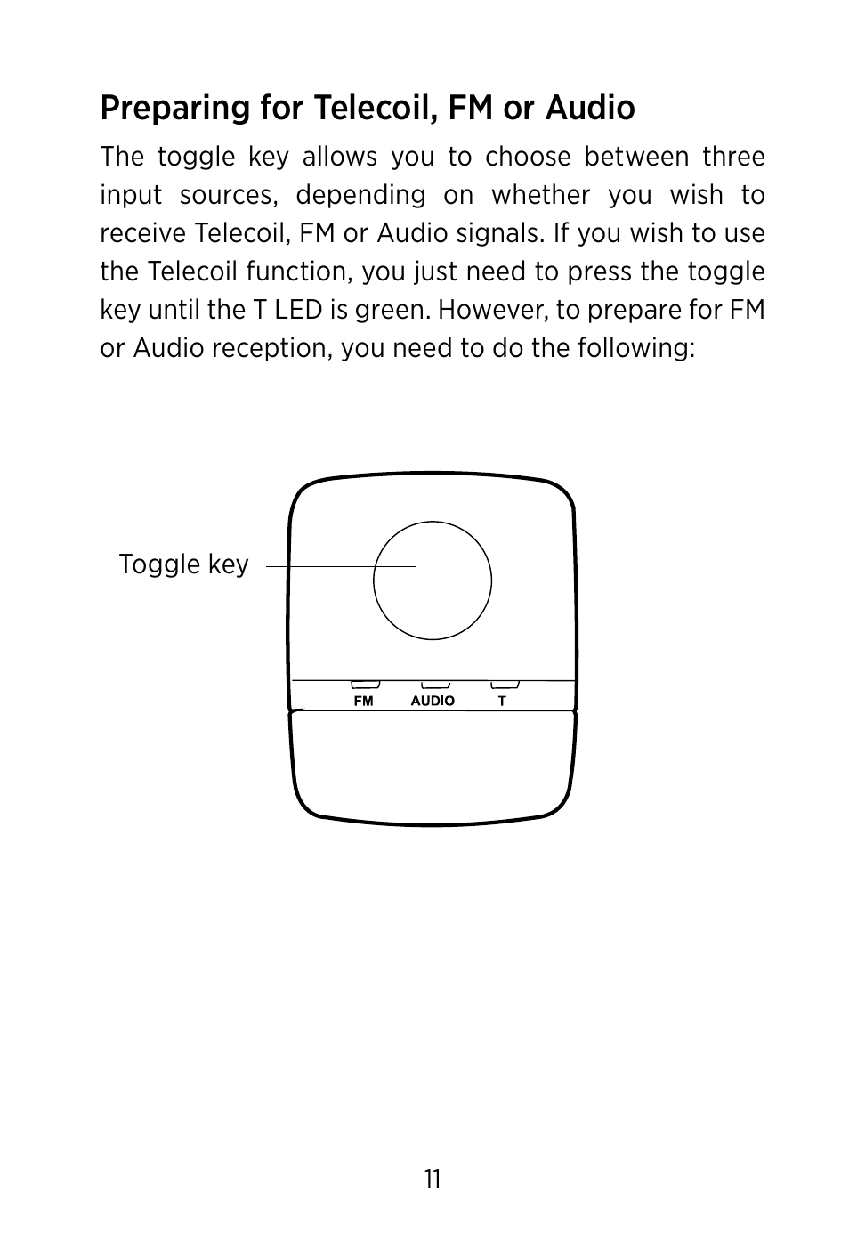 Preparing for telecoil, fm or audio | Widex FM+DEX User Manual | Page 11 / 44