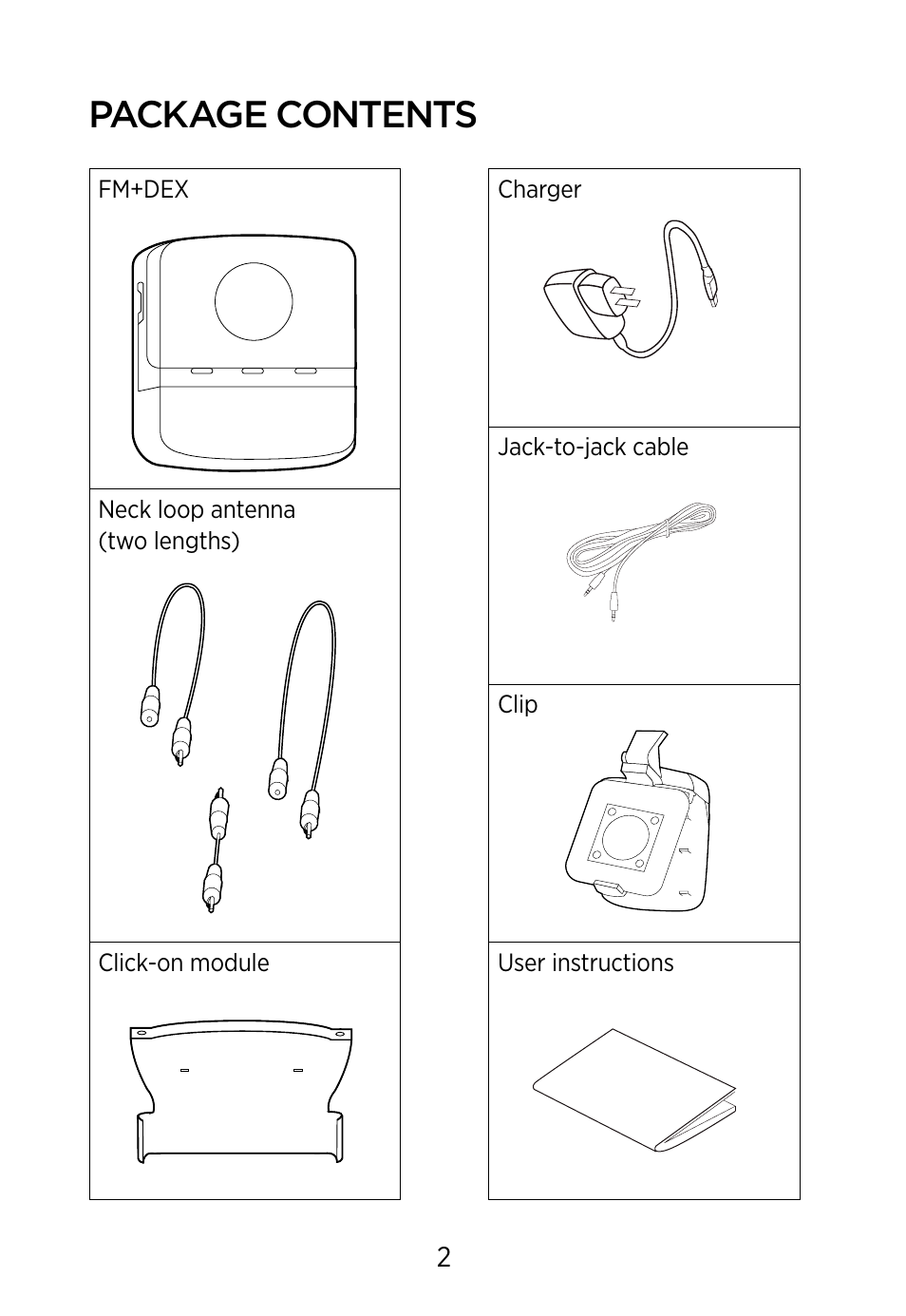 Package contents | Widex FM+DEX User Manual | Page 2 / 44