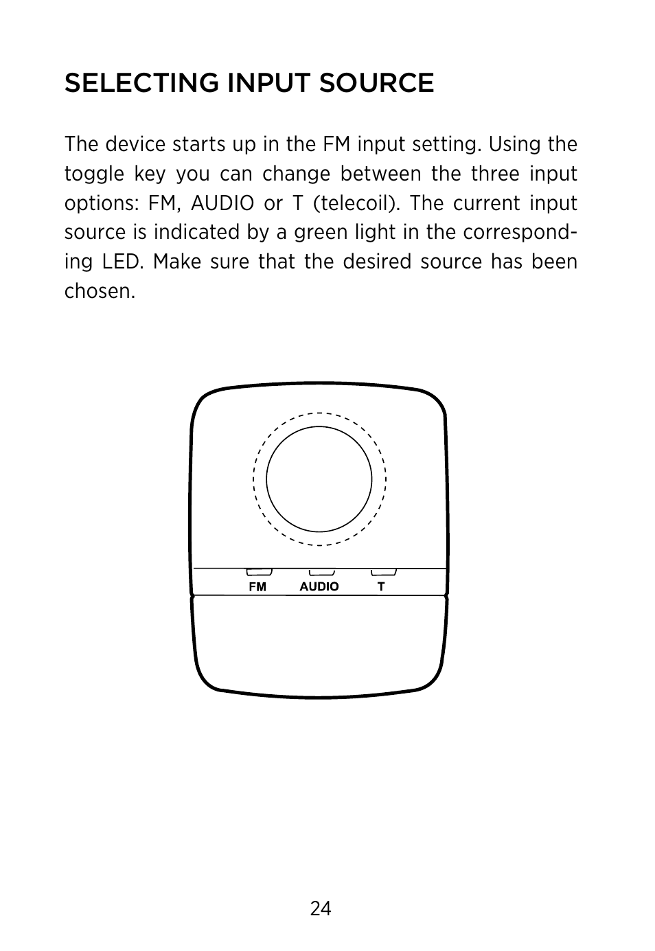 Selecting input source | Widex FM+DEX User Manual | Page 24 / 44