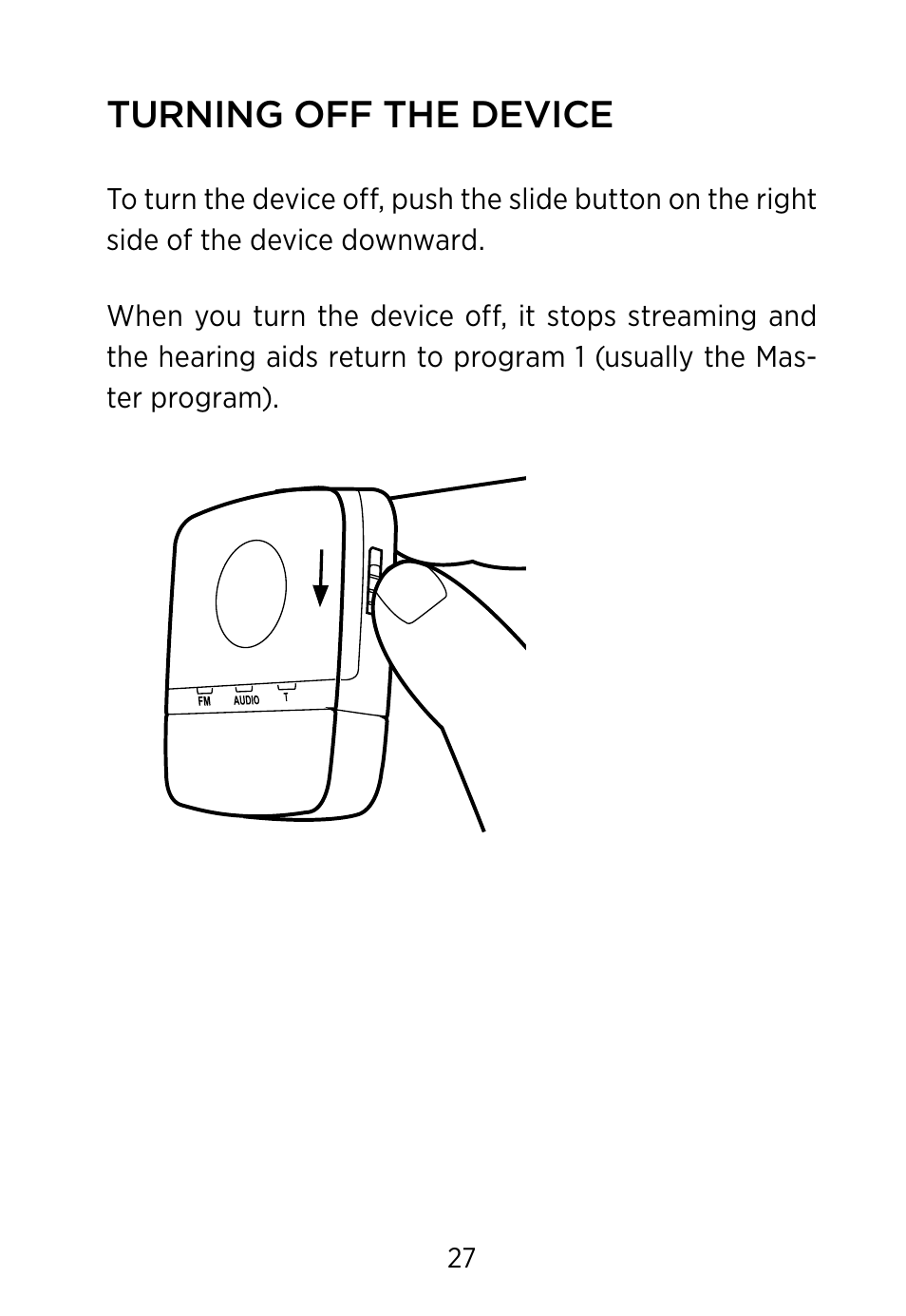 Turning off the device | Widex FM+DEX User Manual | Page 27 / 44