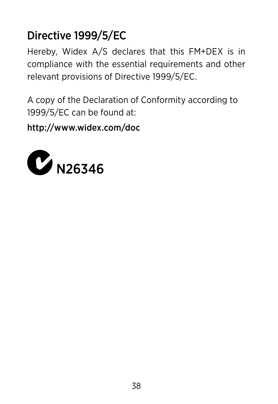 Widex FM+DEX User Manual | Page 38 / 44