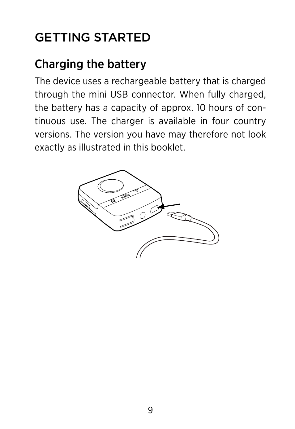 Getting started charging the battery | Widex FM+DEX User Manual | Page 9 / 44