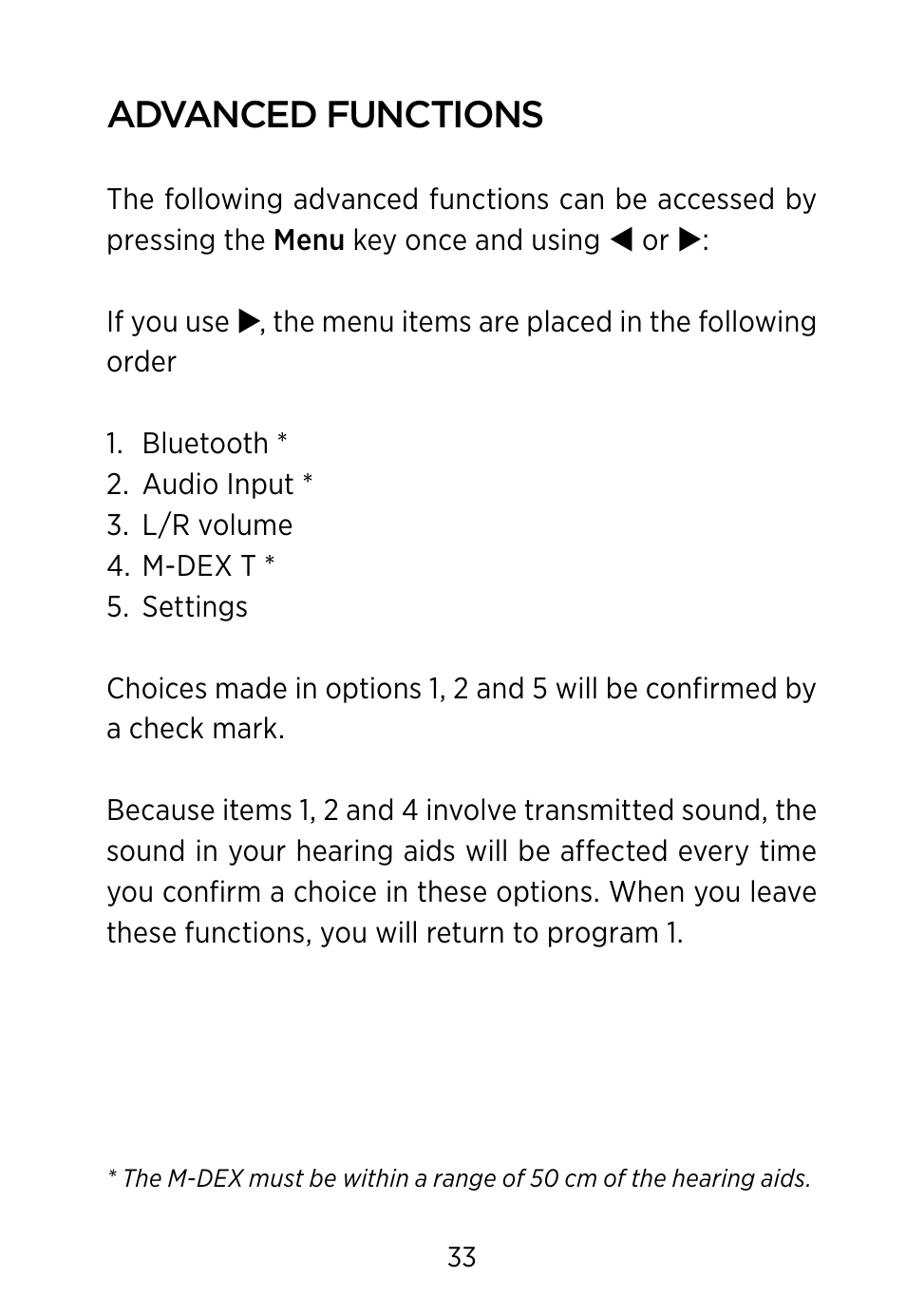 Advanced functions | Widex M‑DEX User Manual | Page 33 / 64
