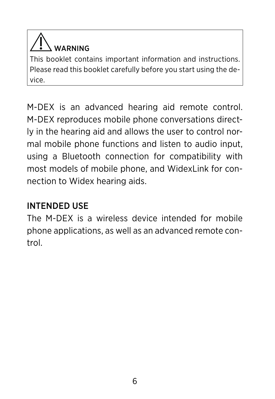 Widex M‑DEX User Manual | Page 6 / 64