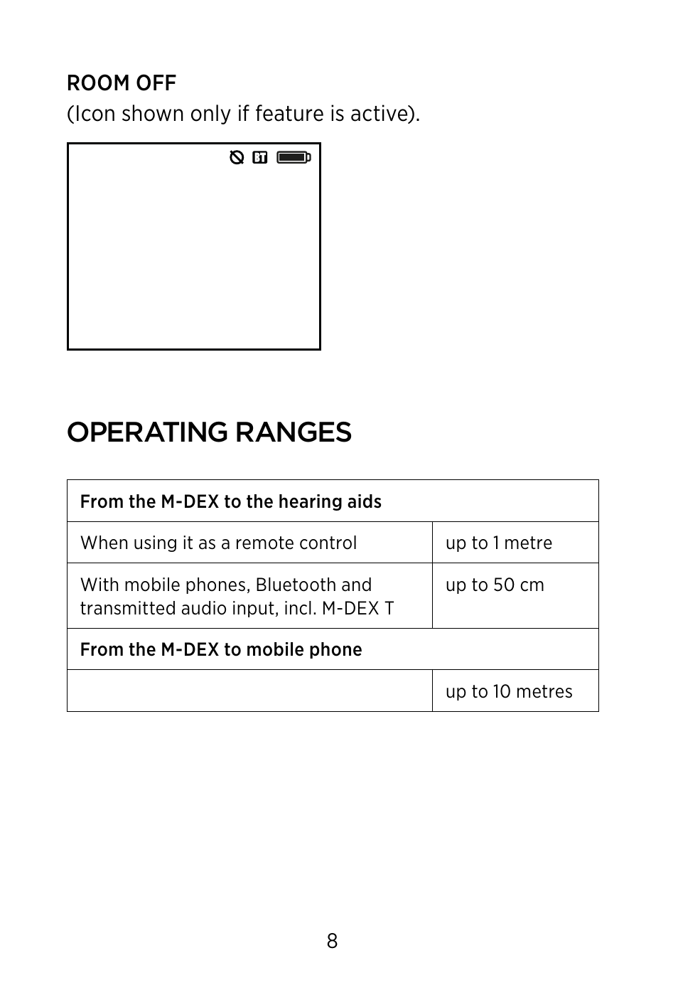 Operating ranges | Widex M‑DEX User Manual | Page 8 / 64