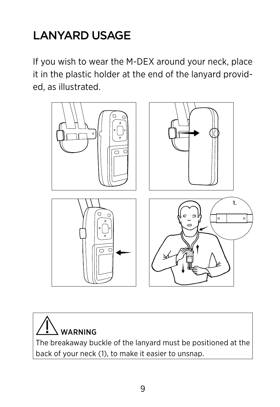 Lanyard usage | Widex M‑DEX User Manual | Page 9 / 64