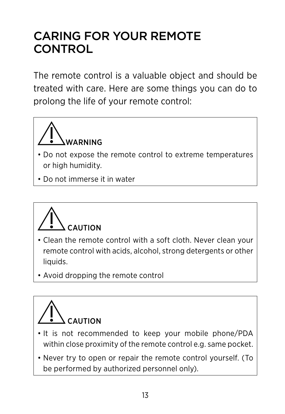 Caring for your remote control | Widex RC-Dex User Manual | Page 13 / 28