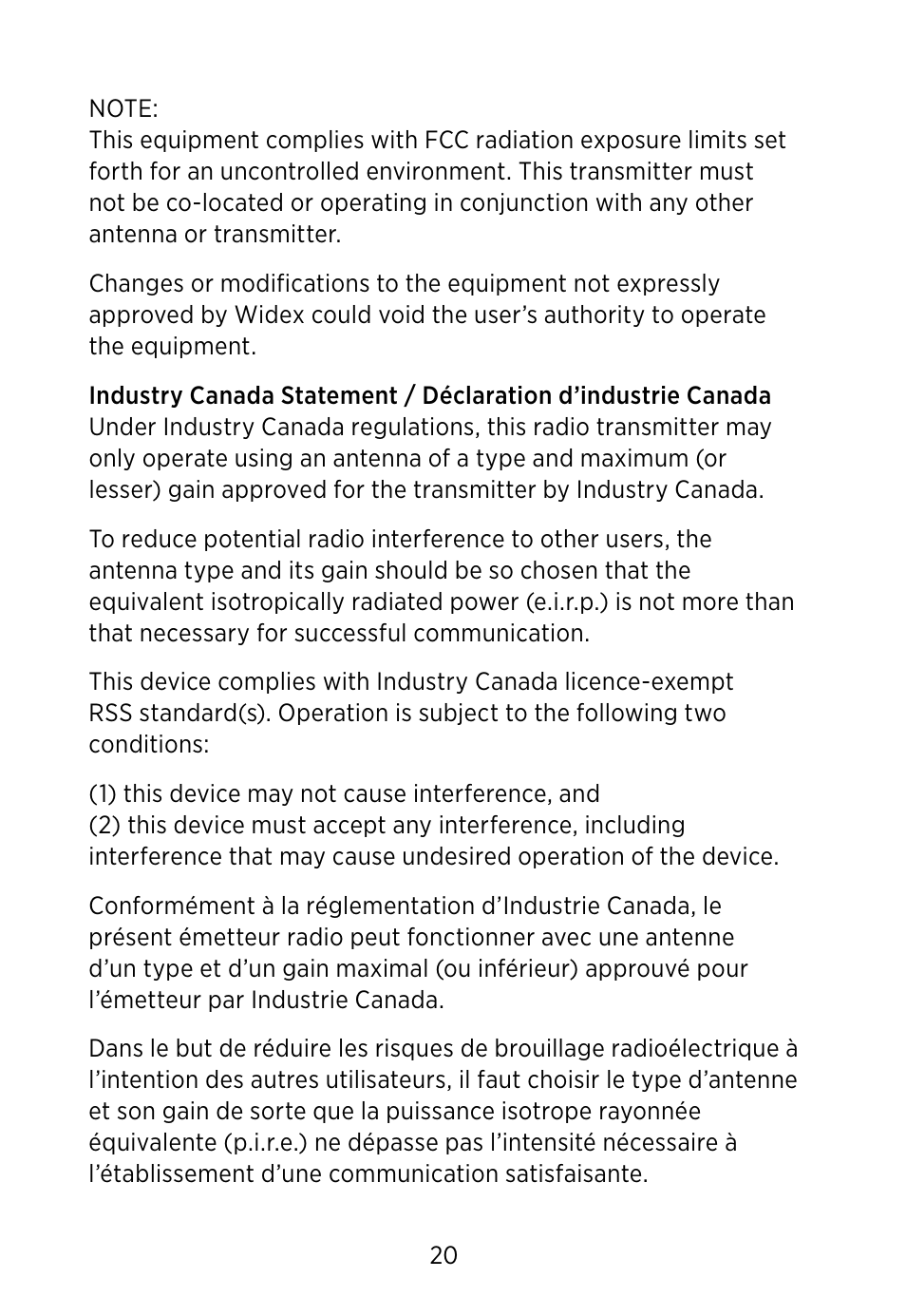 Widex RC-Dex User Manual | Page 20 / 28