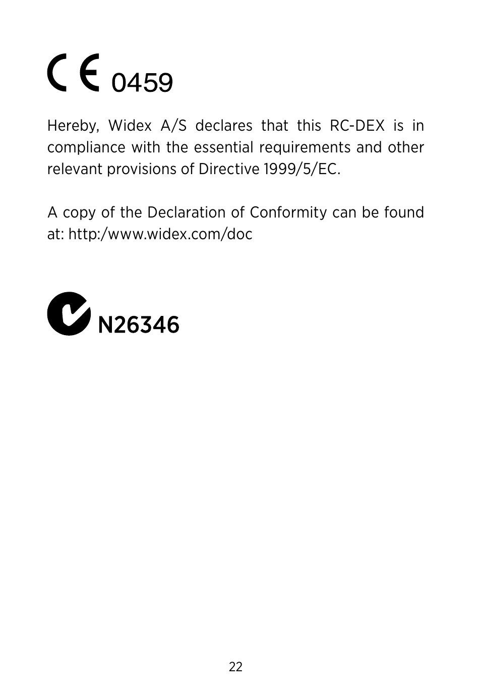 Widex RC-Dex User Manual | Page 22 / 28