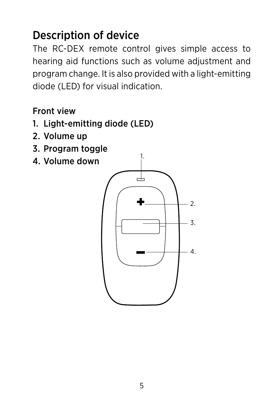 Description of device | Widex RC-Dex User Manual | Page 5 / 28
