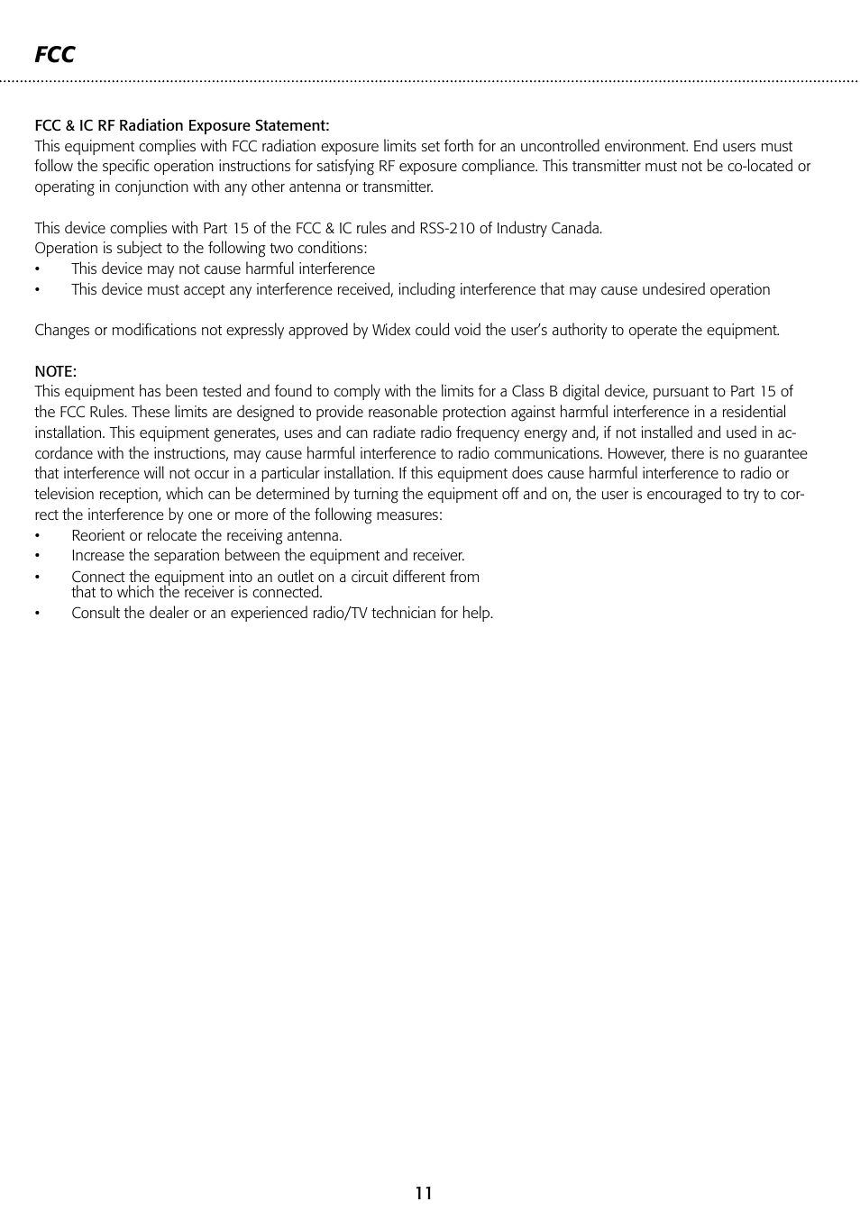 Widex T-Dex User Manual | Page 11 / 12