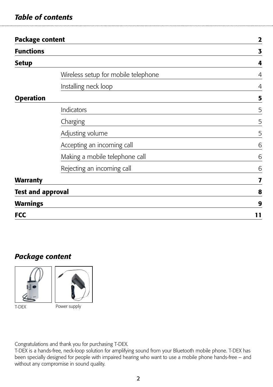 Widex T-Dex User Manual | Page 2 / 12