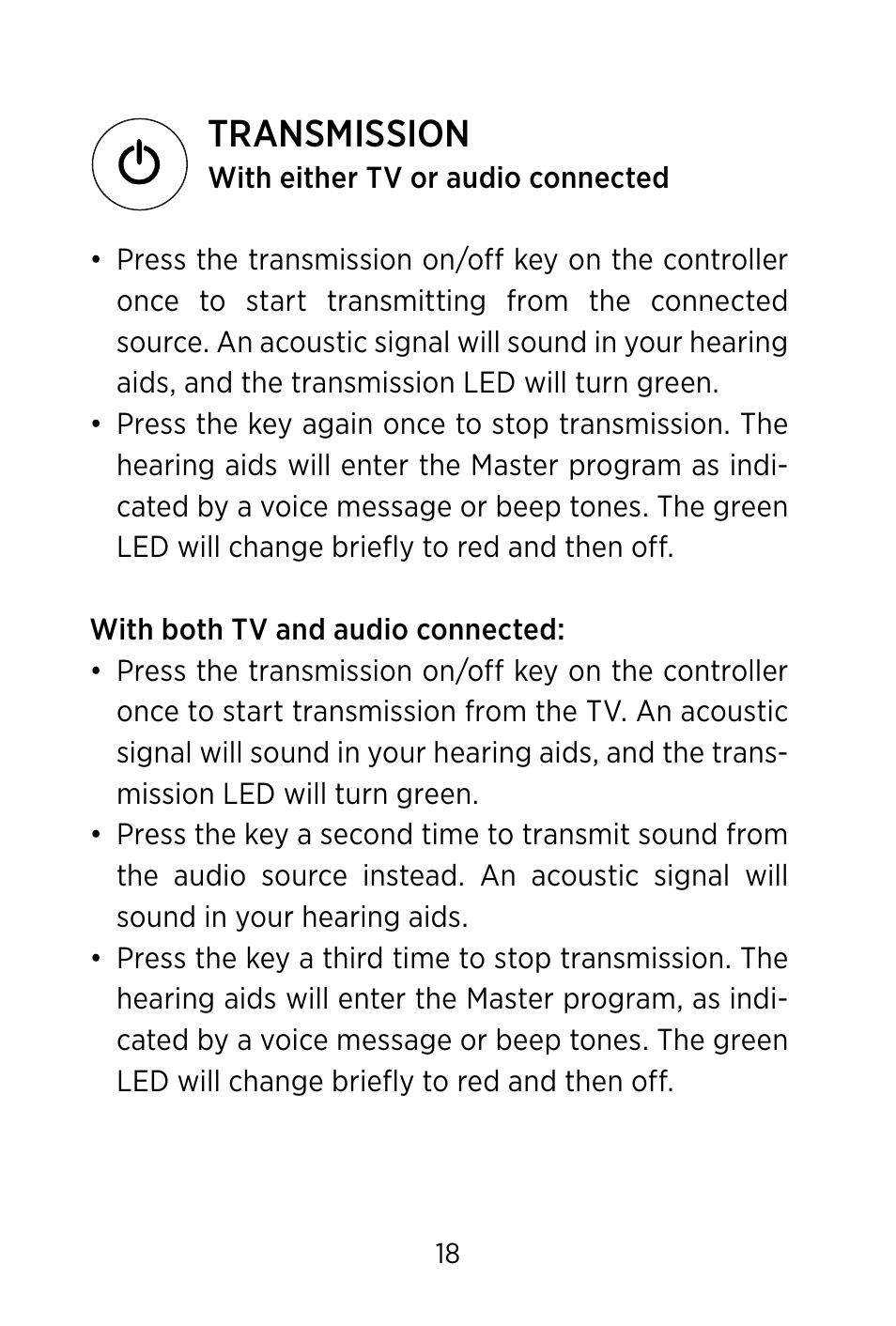 Transmission | Widex TV-DEX User Manual | Page 18 / 40