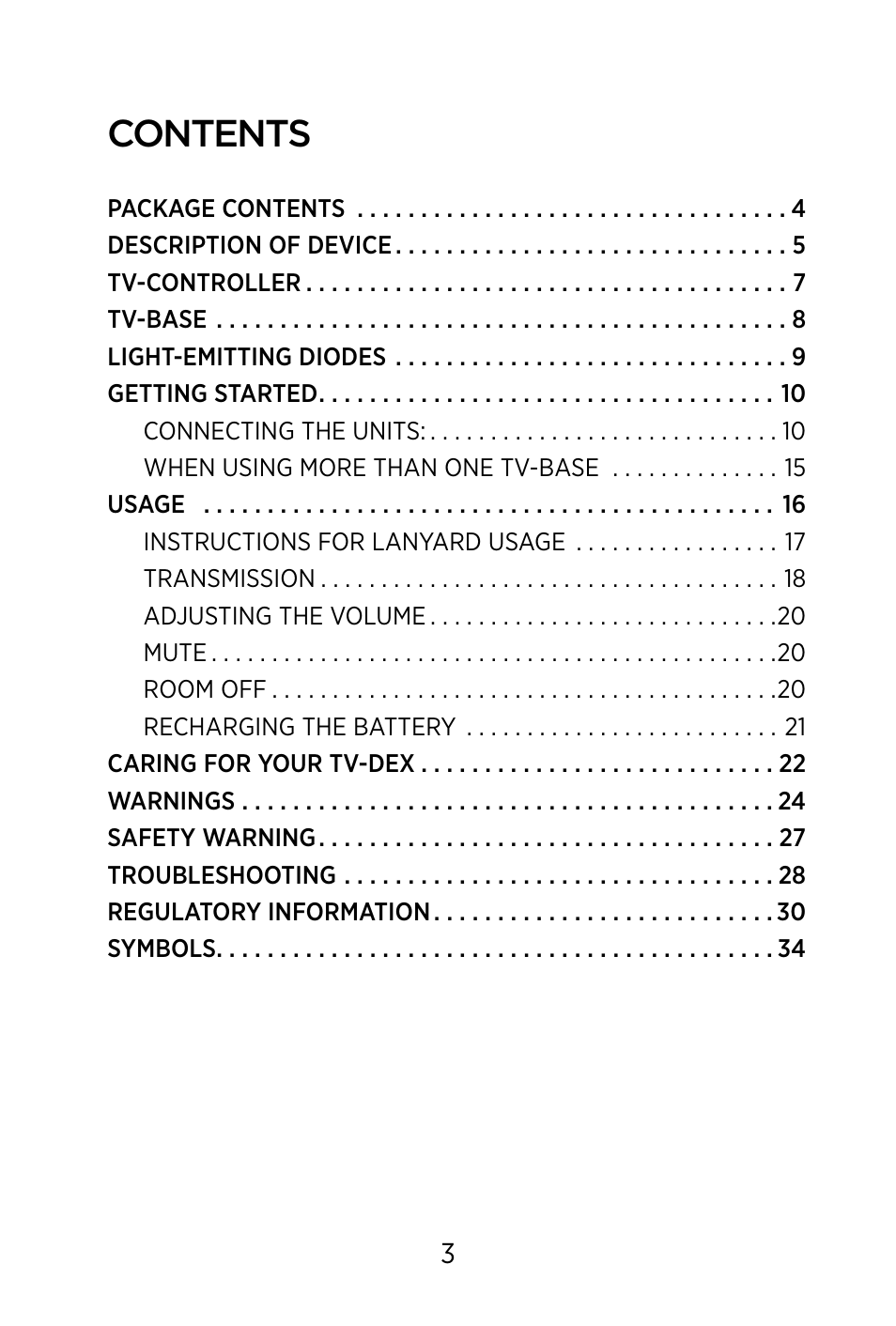 Widex TV-DEX User Manual | Page 3 / 40