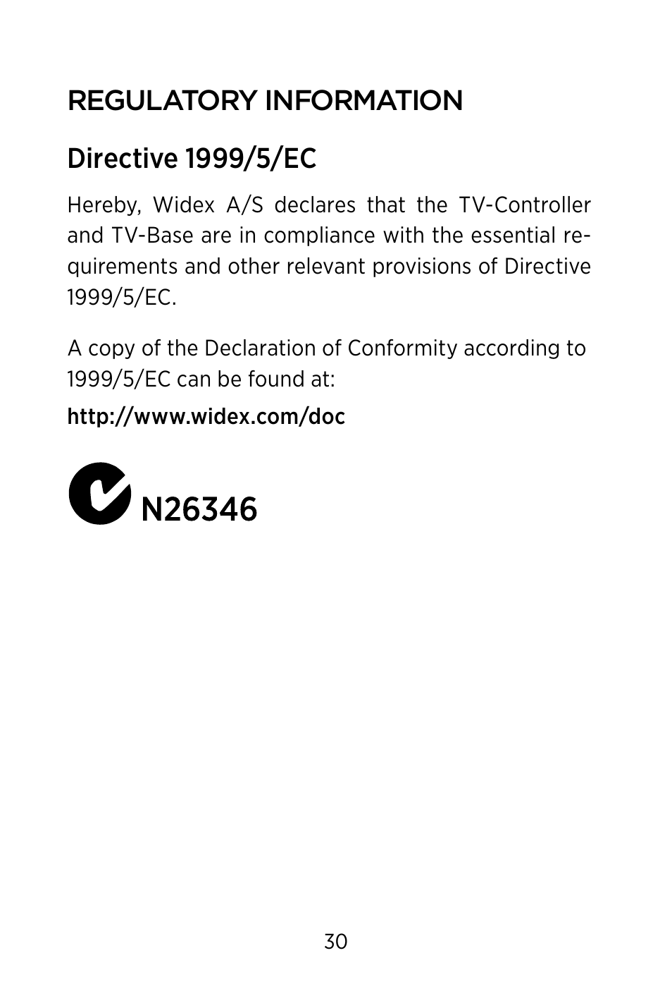 Widex TV-DEX User Manual | Page 30 / 40