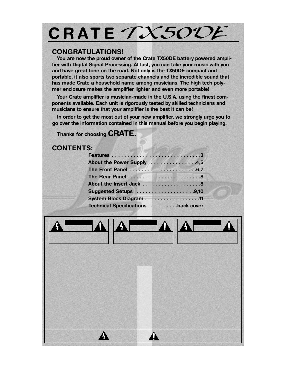 Crate Amplifiers TX50DE User Manual | Page 2 / 12
