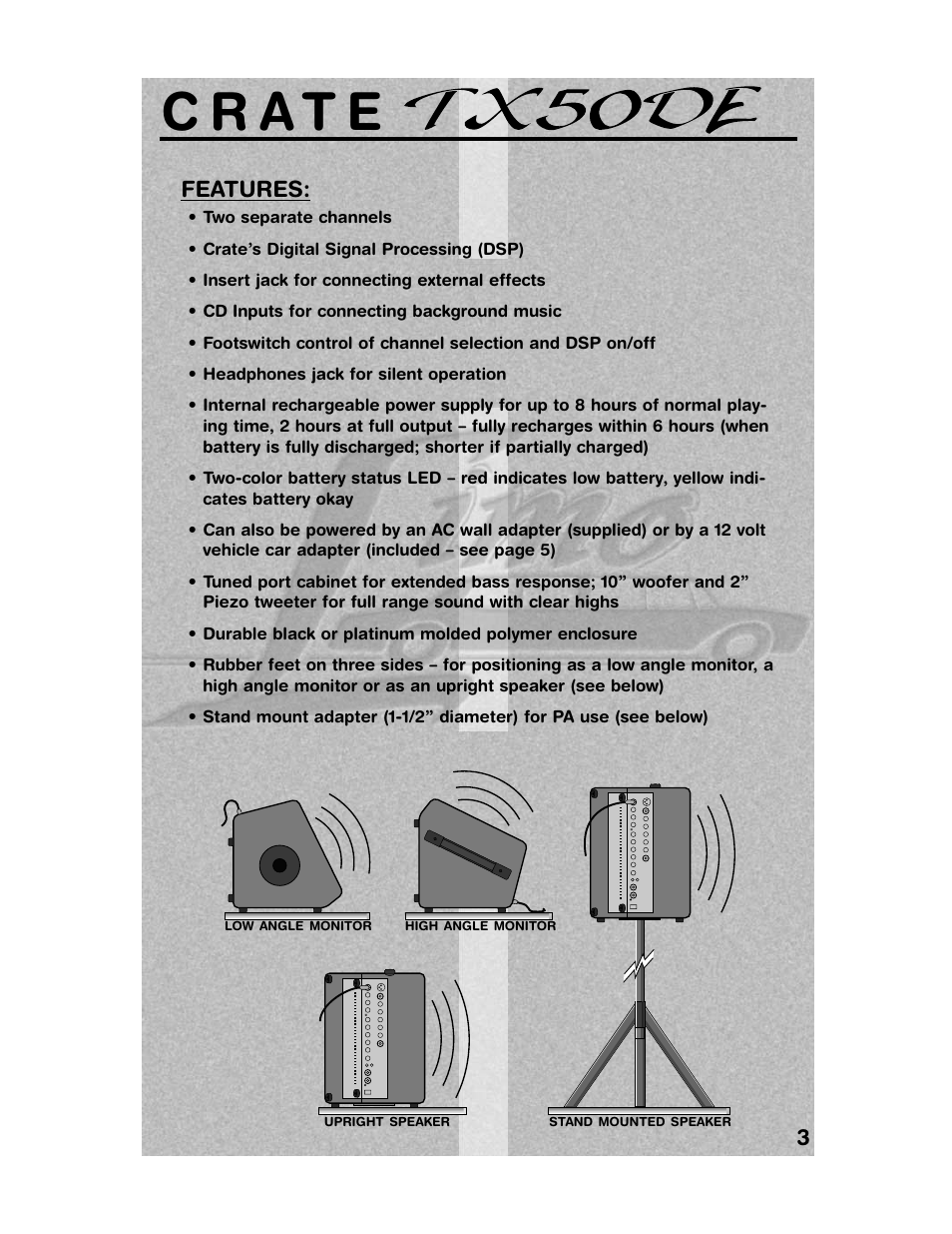 3features | Crate Amplifiers TX50DE User Manual | Page 3 / 12