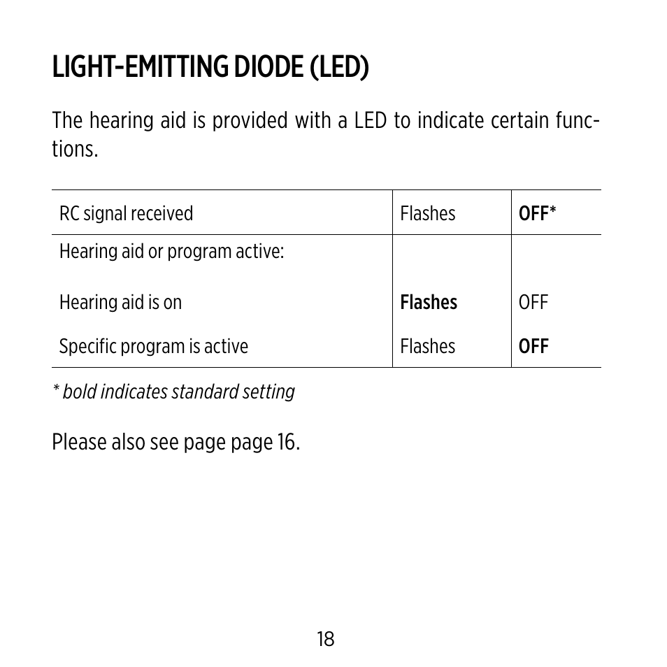 Light-emitting diode (led) | Widex BB4 User Manual | Page 18 / 60
