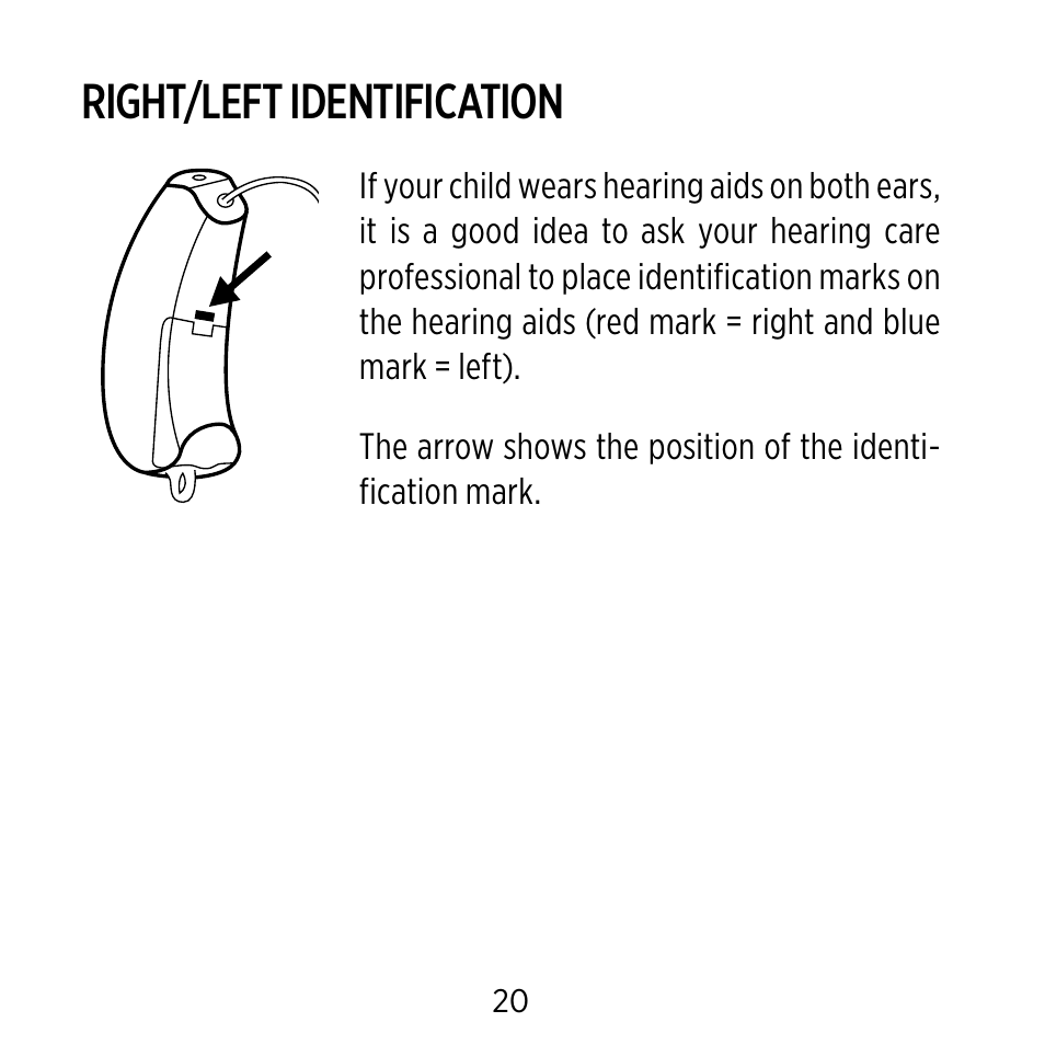 Right/left identification | Widex BB4 User Manual | Page 20 / 60