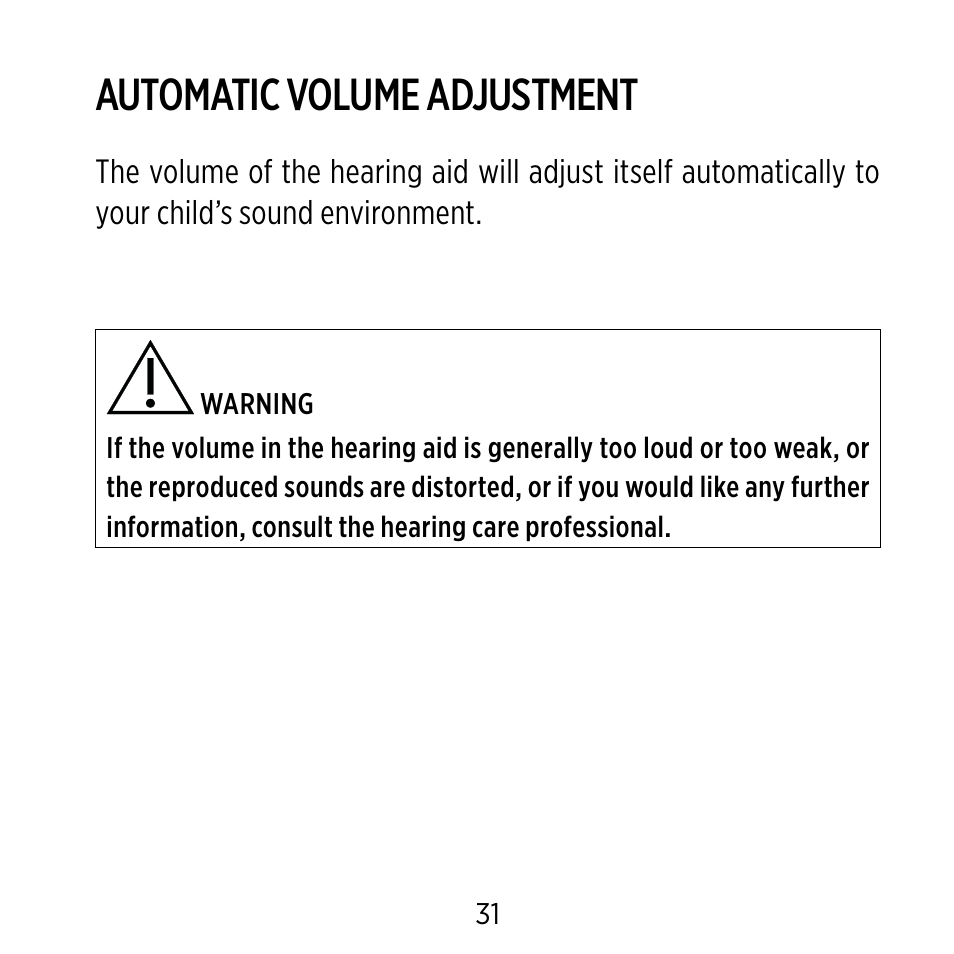 Automatic volume adjustment | Widex BB4 User Manual | Page 31 / 60