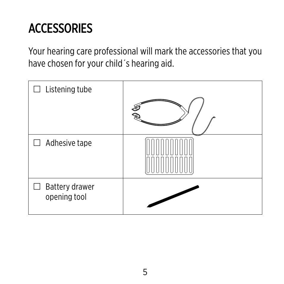 Accessories | Widex BB4 User Manual | Page 5 / 60