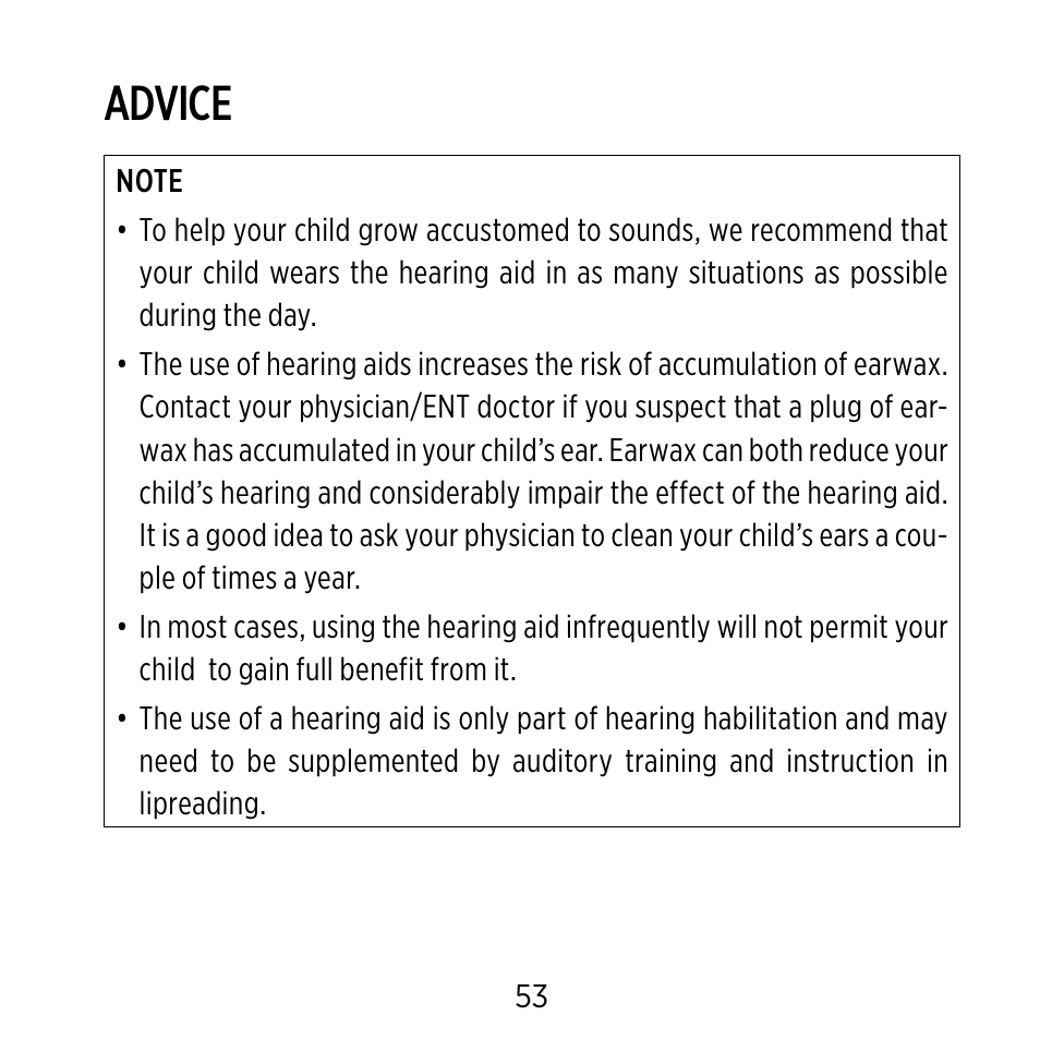 Advice | Widex BB4 User Manual | Page 53 / 60