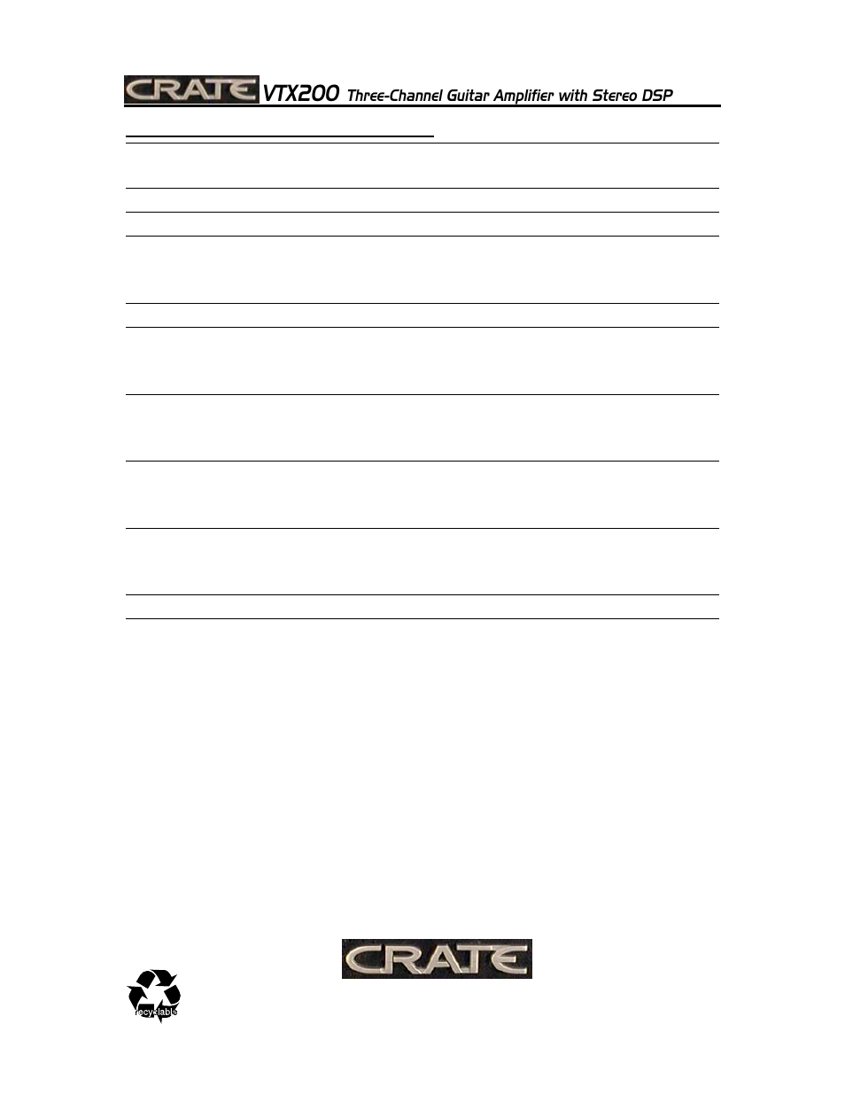 Vtx200 | Crate Amplifiers VTX200 User Manual | Page 16 / 16